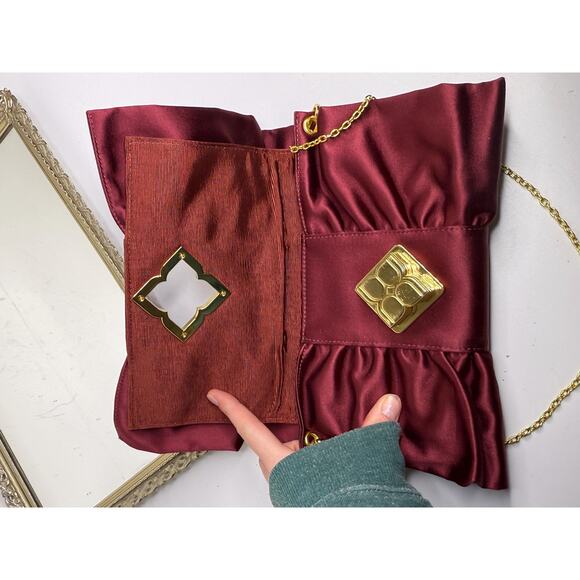Bcbg Max Azria Silk clutch bag ,Very good condition,Burgundy, Silk, Burgendy Eve - Picture 7 of 9